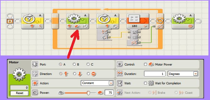 Tutorial Bloque Built in Rotation Sensor de LEGO Mindstorm NXT